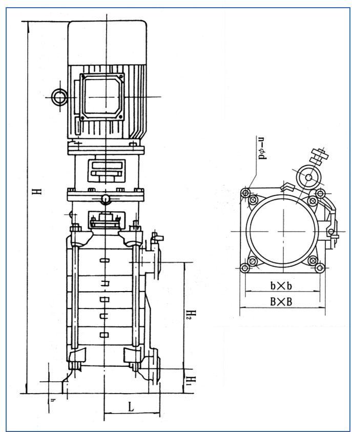 立式多级离心泵安装尺寸图